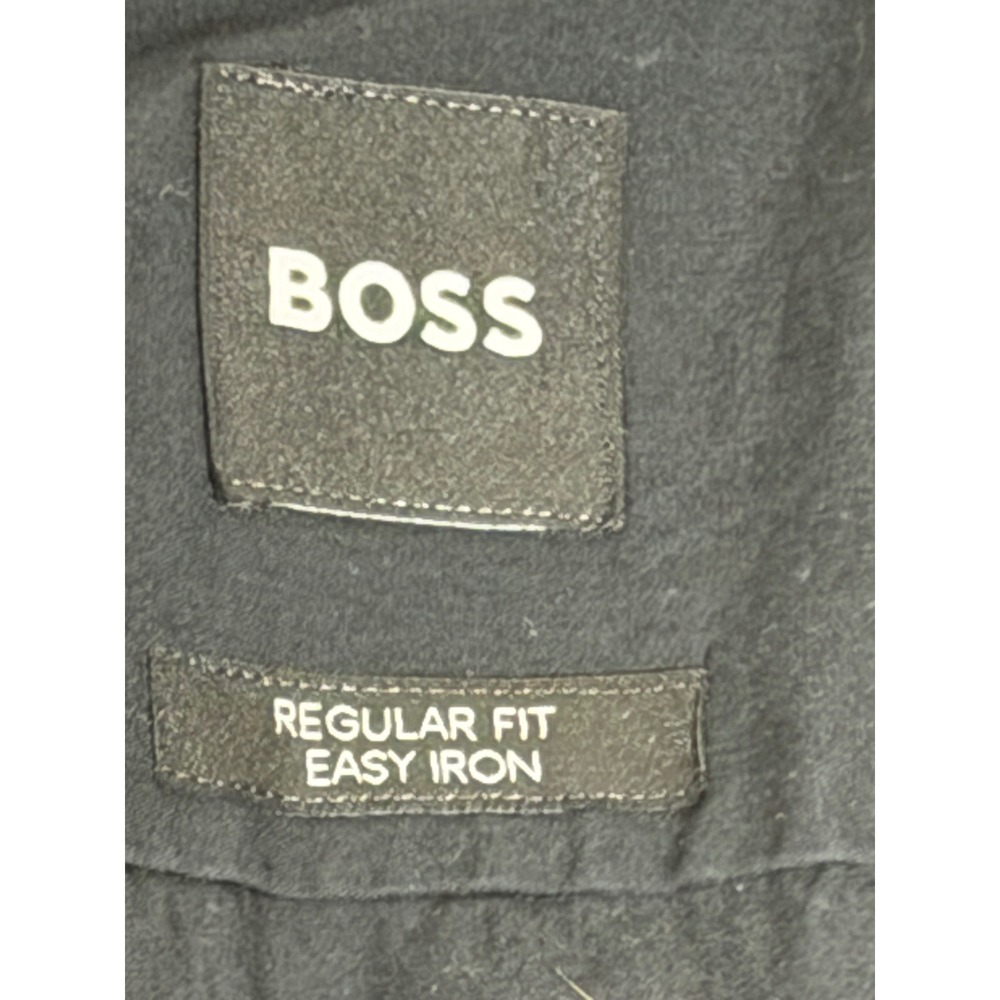 Hugo Boss Joe Kent Black Regular Fit Easy Iron Button Down Shirt Mens 15.5 M